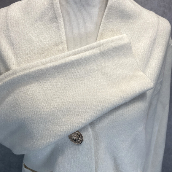 Oliver. O Anthropologie Women M Cream Knit Sweater Gold Buttons Academia Classic - Picture 4 of 8